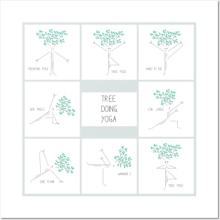 Yoga sequences illustration with tree character Posters and Art